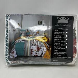 NEW Tache Cotton Quilt Patchwork French Country Old World Boho Botanical TWIN
